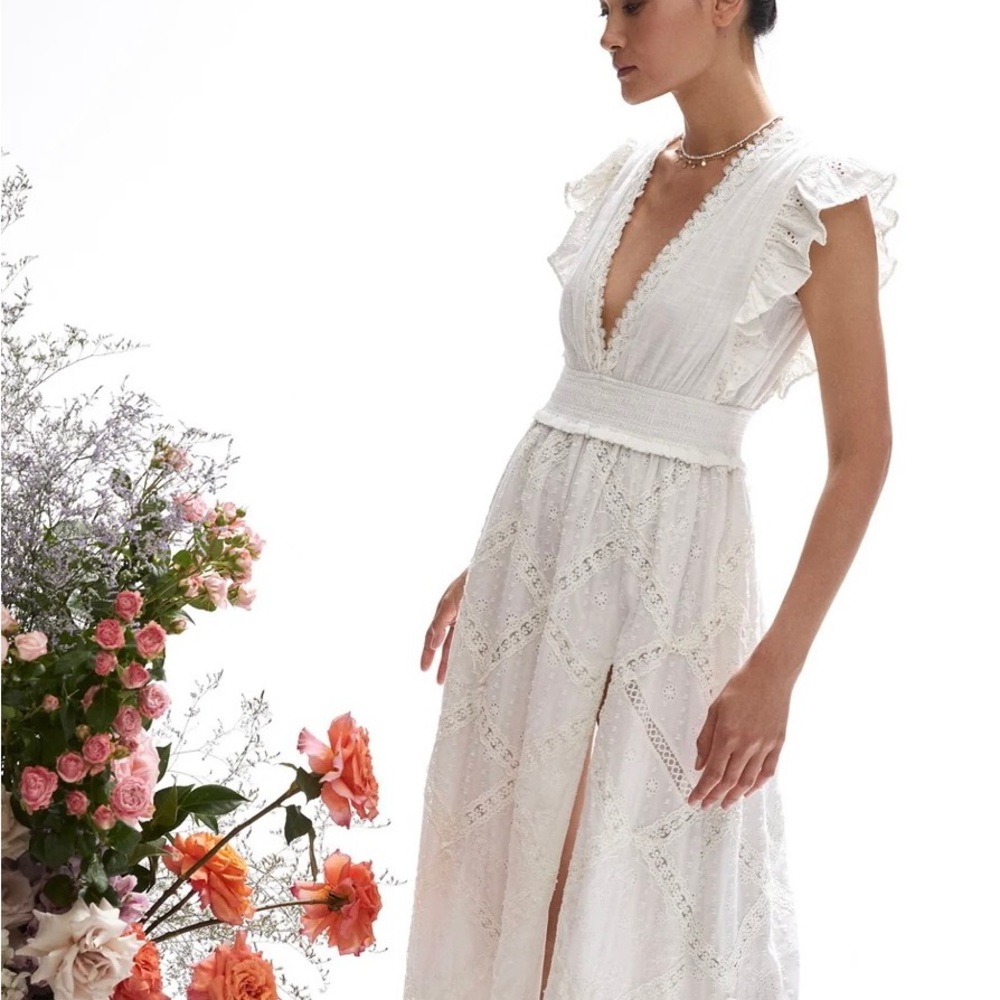 NWT HEMANT & NANDITA Ruby Maxi Dress, white, XS